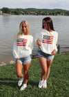 American flag crewneck sweater