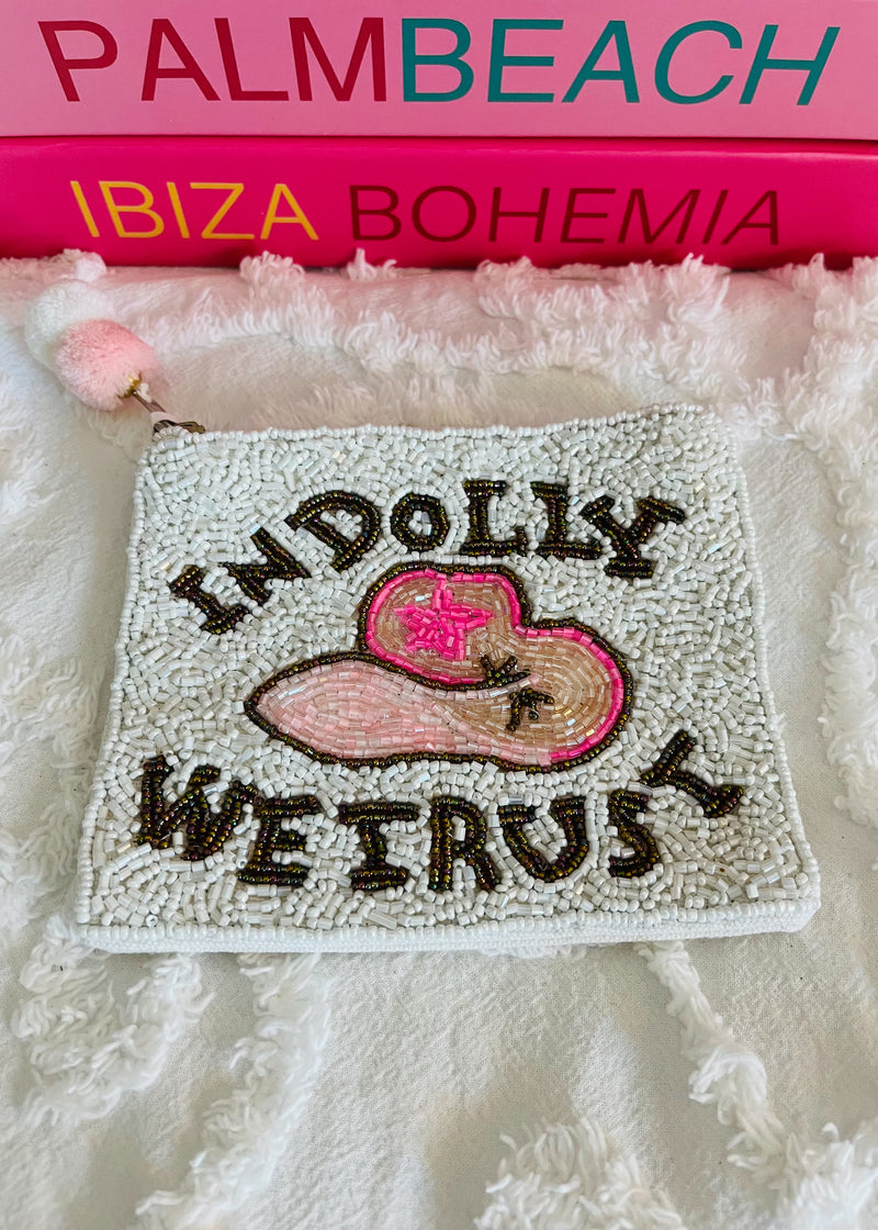 In Dolly we trust- beaded coin purse