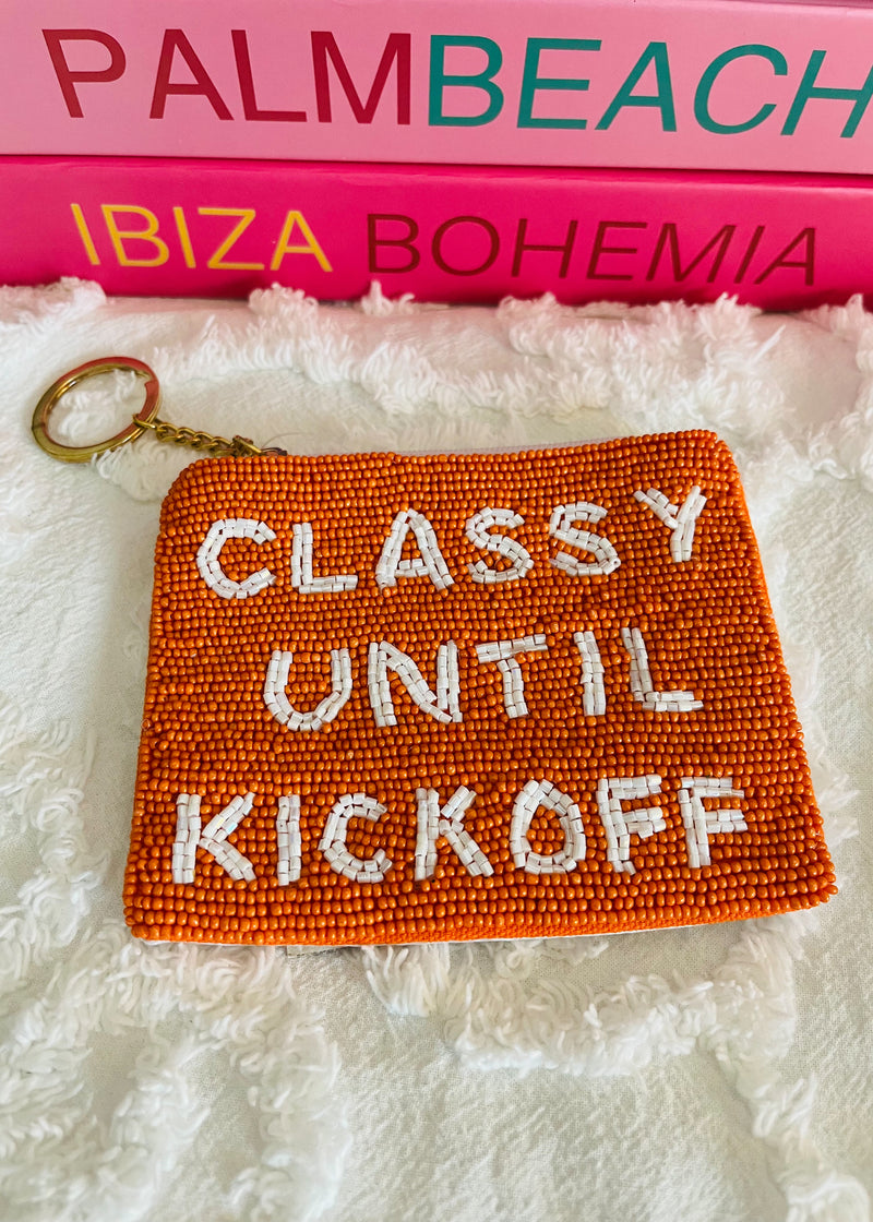 Classy until kickoff- Gameday beaded coin purse
